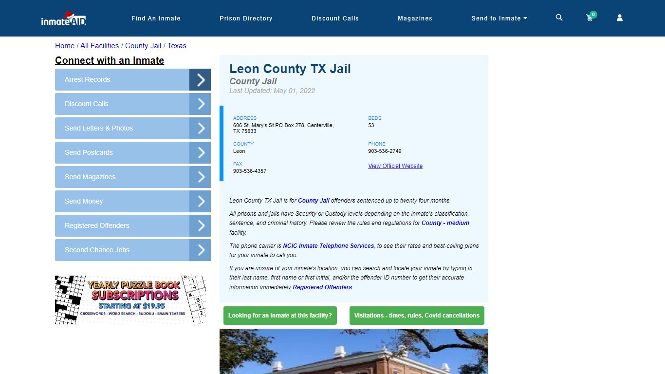 Leon County TX Jail - Inmate Locator - Centerville, TX