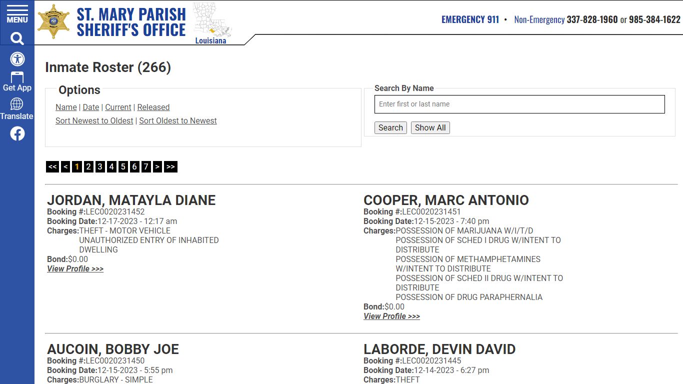 Inmate Roster - Current Inmates Booking Date Descending - St. Mary ...